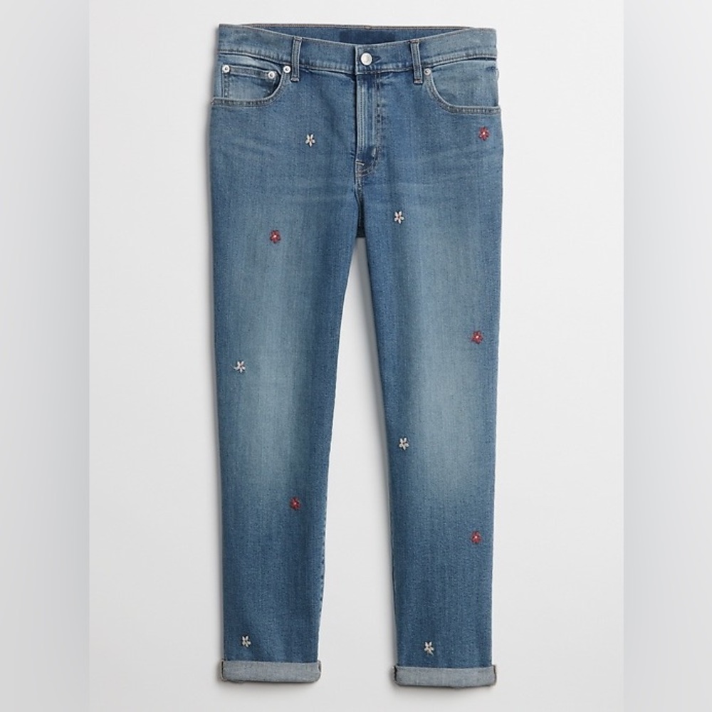 GAP Girlfriend Embroidered Flower Jeans